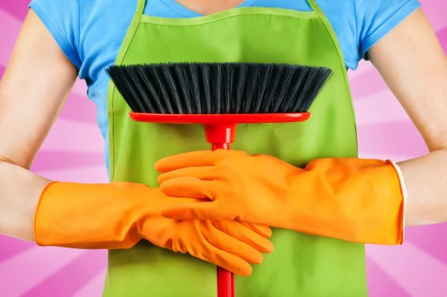 Deep cleaning tools and supplies arranged for home cleaning