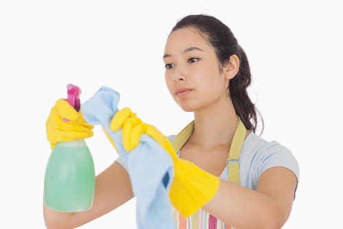 Eco-friendly commercial cleaning equipment in a modern workplace