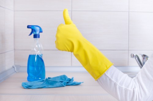 Office surfaces sanitized during regular cleaning
