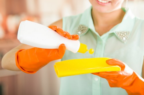 Cleaning team organizing a shared property maintenance routine